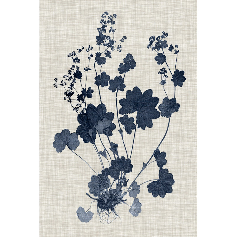 Bleu marine et feuilles de lin II, H 36 po x l 24 po