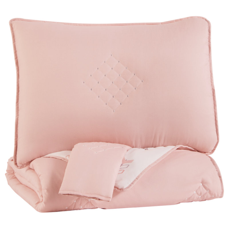 White and Blue Reversible Microfiber Twin Quilt Set