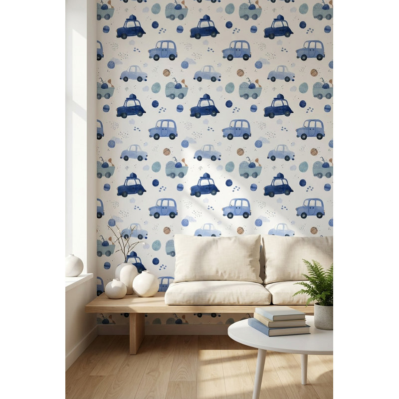Papier peint voitures blanches sur fond blanc, Non tissé, non collé