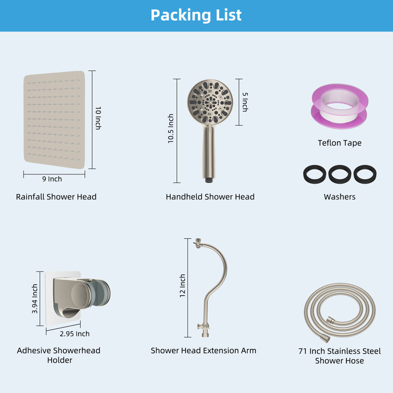 Brushed Nickel Dual Rainfall and Handheld Shower Head Combo