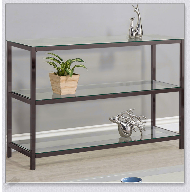 Console à 2 tablettes en verre Weston, moderne et élégante avec beaucoup de rangement