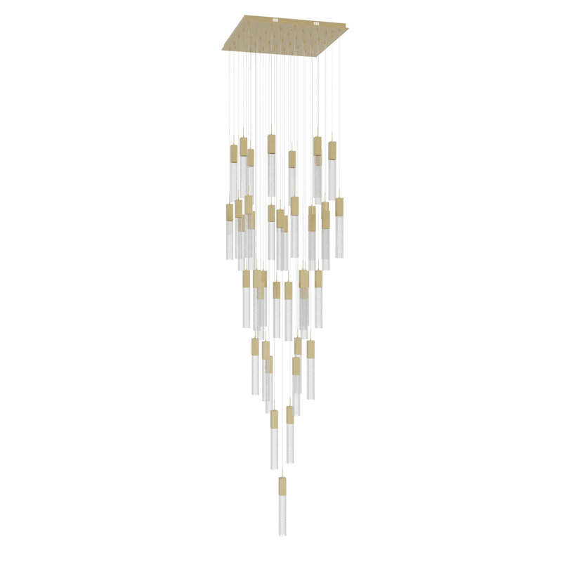 Luminaire suspendu grappe 41 lumières Original Glacier, Laiton brossé, H 174 po x l 36 po x P 36 po
