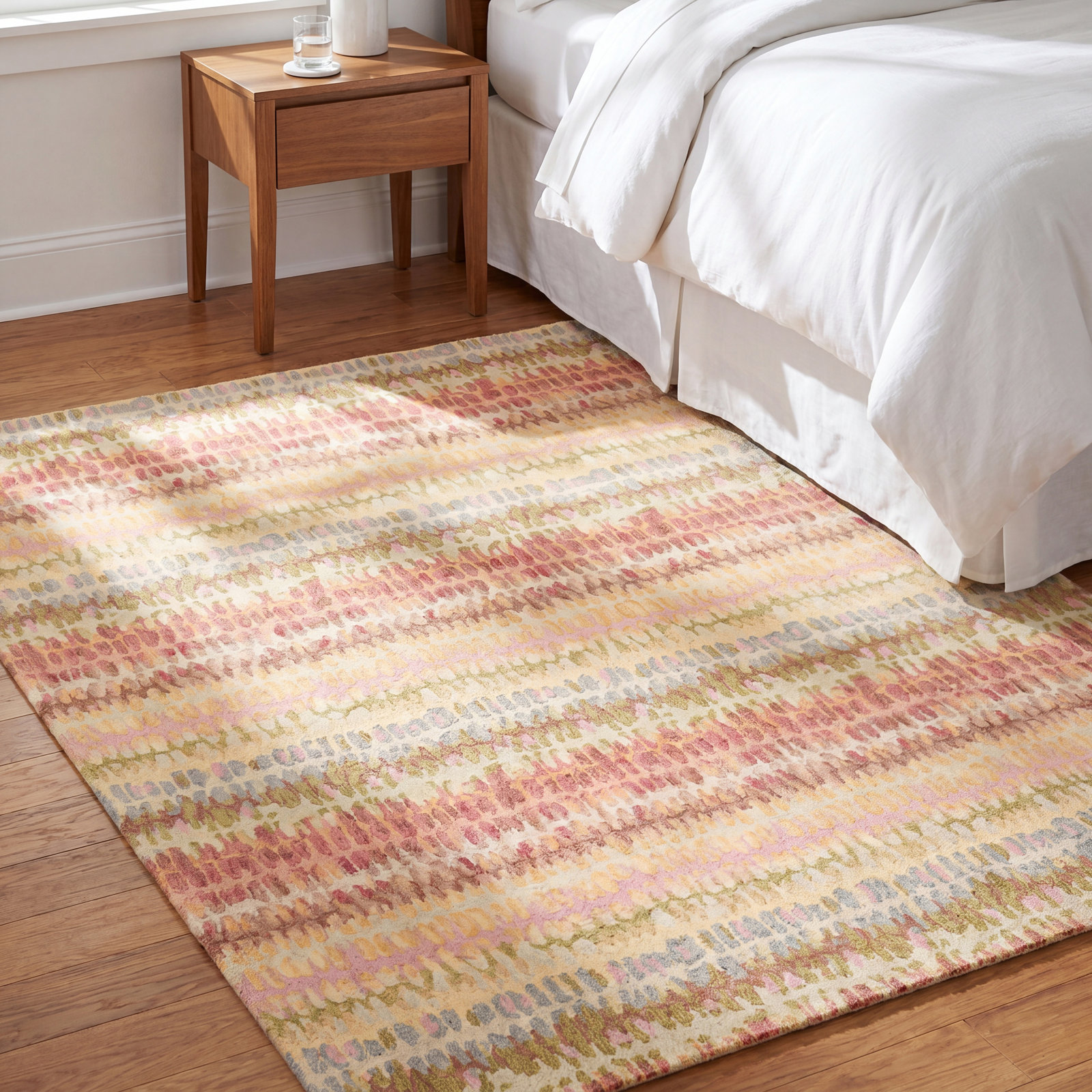 Paint Chip Pastel Hand-Hooked Abstract Wool Rug, Rectangle 7'6" x 9'6"