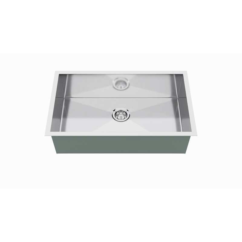 Blue Ocean 32" Single Bowl Brushed Satin Stainless Steel Undermount Kitchen Sink