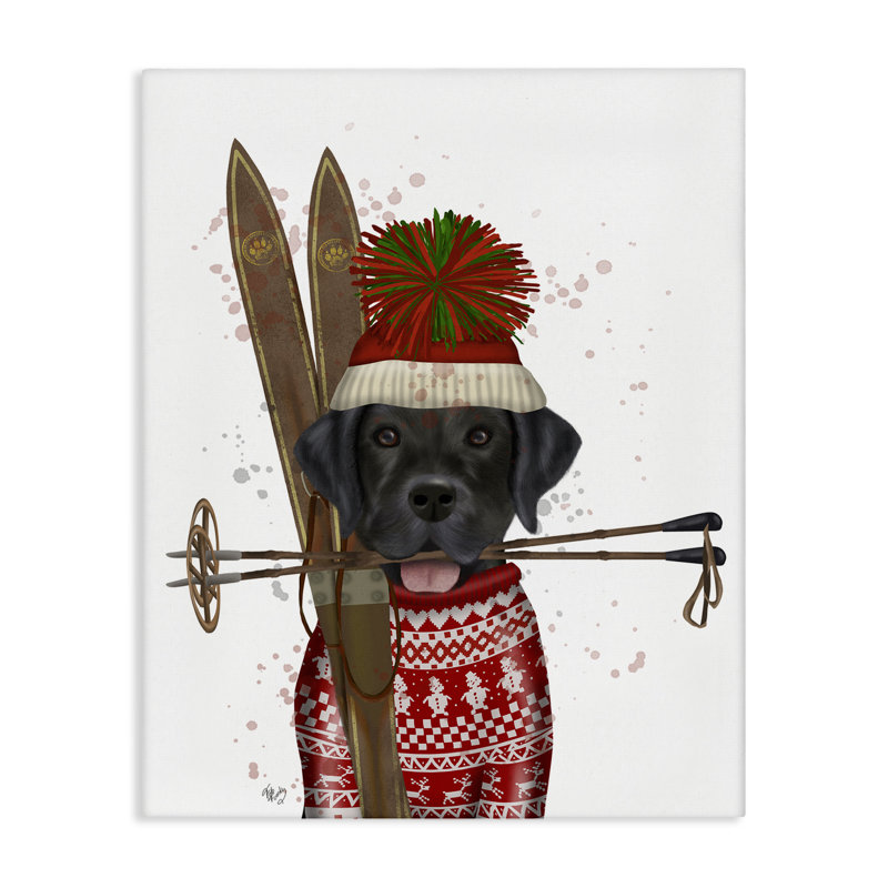 «Black Labrador Skiing» par Fab Funky, H 40 po x l 40 po