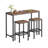 47.2" Rectangular Bar Table And 2 Chairs Set, For Small Space, Sturdy Metal Frame, Rustic Brown