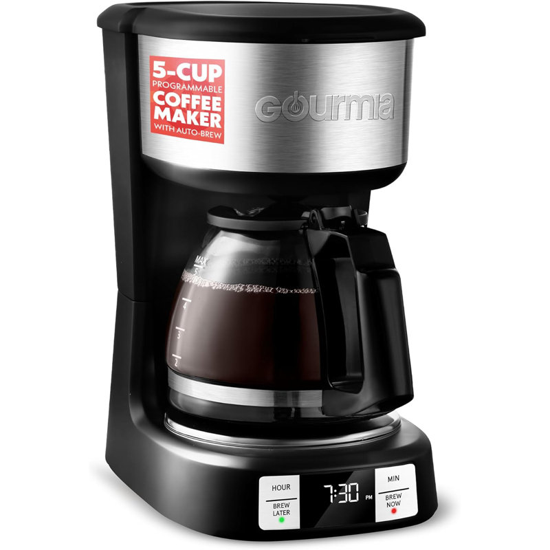Gourmia 5 Cup Coffee Maker with One-Touch Brew, Pause and Serve, Keep Warm Function, Black