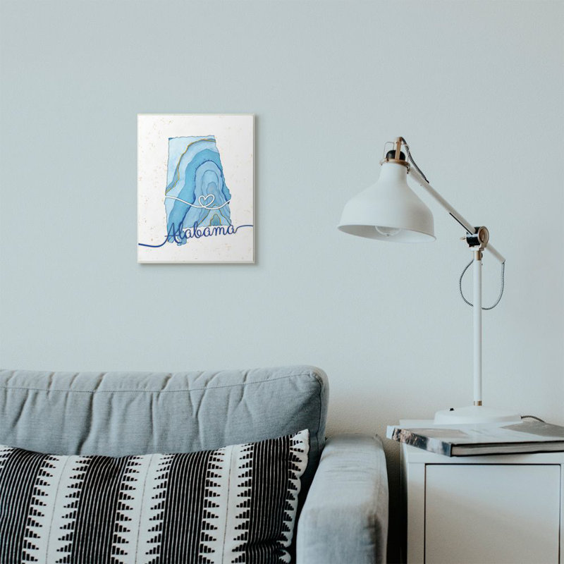 « alabama agate blue us state design », impression sur toile, H 15 po x l 10 po x P 0,5 po, Bois