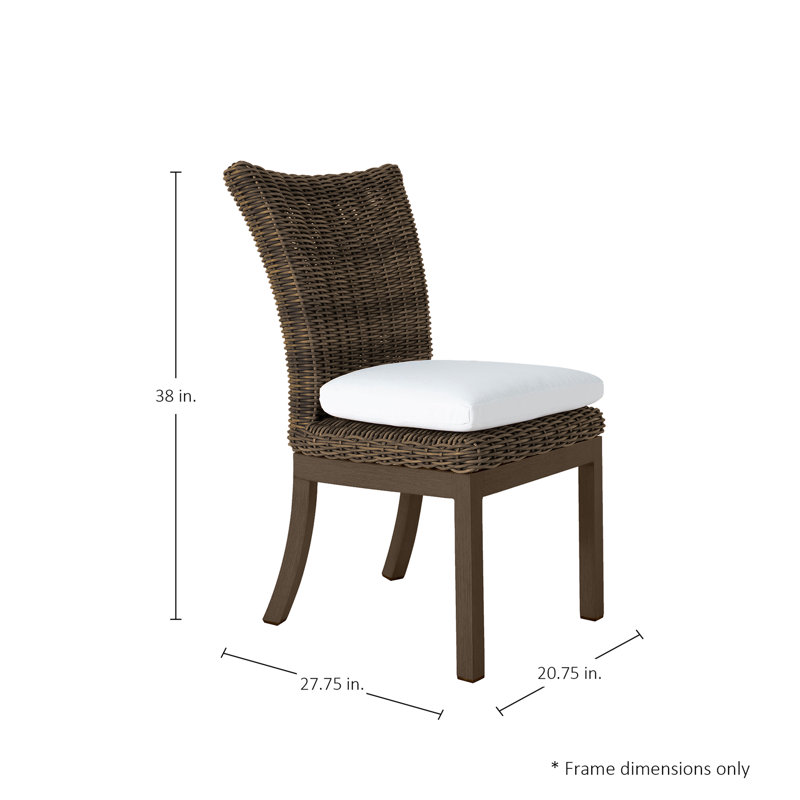 Montecito Woven N-Dura Resin Wicker Outdoor Dining Side Chair - Onyx, Bali Pearl, Welt + Standard Fill, Onyx