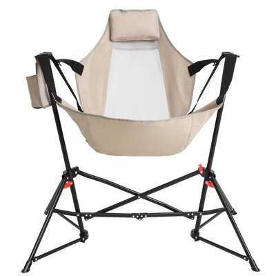 Chaise de camping pliante portative avec porte-gobelet et coussin, pour le plaisir du jardin, chaise de camping kaki 2 pièces, sensation de confort