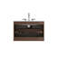 Meuble-lavabo mural en noyer de 30 po avec lavabo en céramique avec trois trous de robinet, grand meuble-lavabo flottant de rangement pour salle de bain moderne, lavabo une pièce sans drain, pré-assemblé