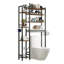 Rangement au-dessus de la toilette à 8 niveaux avec support latéral - brun rétro, tablette réglable et panier de drain pour la salle de bain