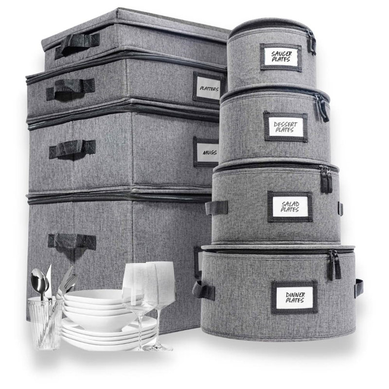 Gray 8-Piece Hard Shell China Storage Set with Lids