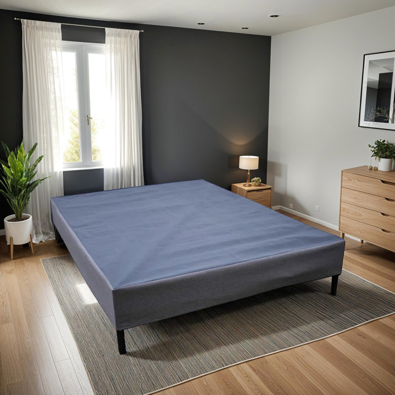  Foundation In Black And  Tones, Heavy Duty Frame Box Spring A Single Piece, Can Function With Or Without Legs, Effortless Setup, Suitable For Standard Mattress s, 1000 Lb Capacity, 42.06