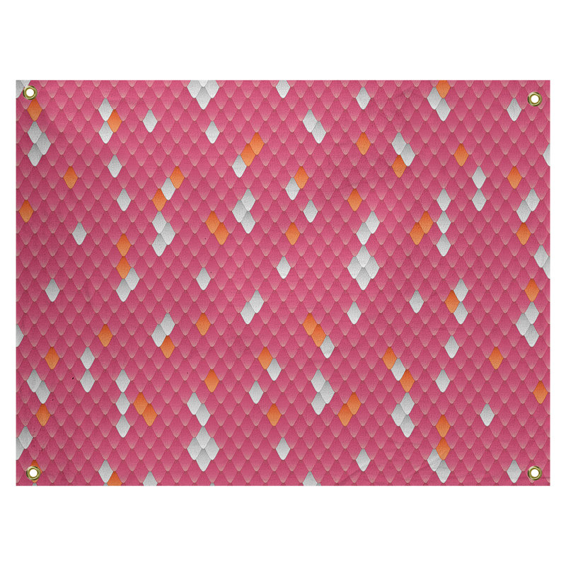 Tapisserie murale balances de serpent, H 59 po x l 80 po, Rose / Orange