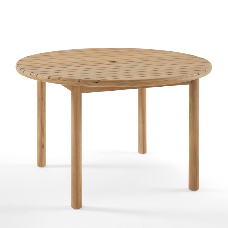  Table de salle à manger ronde d'extérieur 48 po Glenn | Plateau en lattes de bois d'acacia