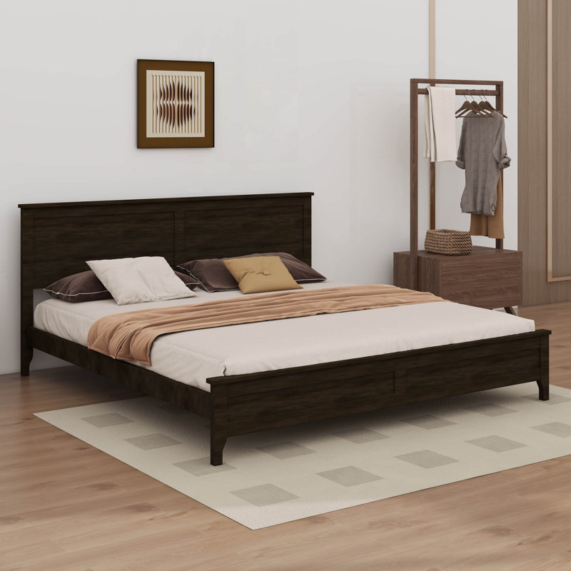 Très grande base de lit à panneau très minimaliste au design épuré, Espresso