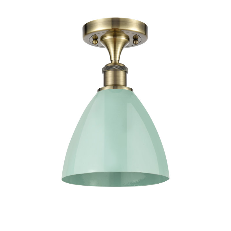Semi Flush Mount, Antique Brass, Seafoam