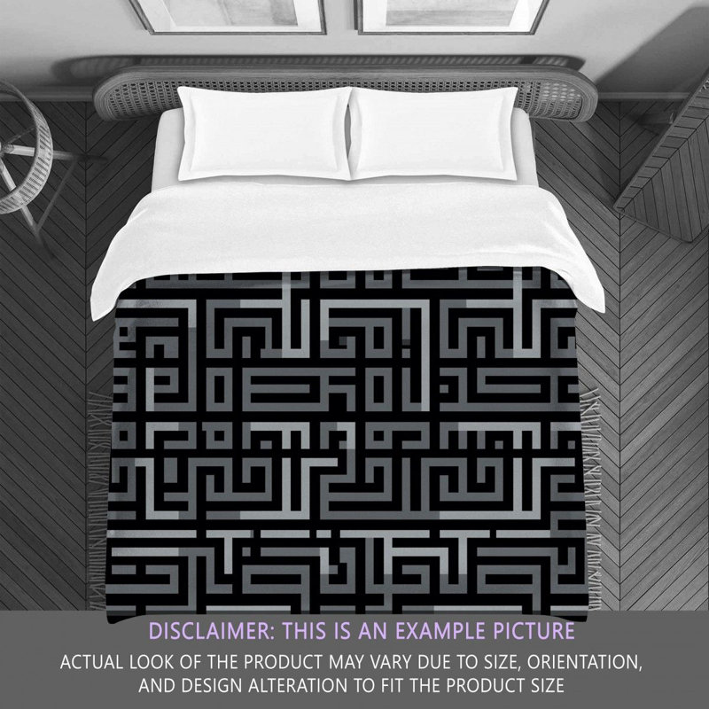Machine Printed Comforter, Queen Comforter, Black/Light Gray Geometric