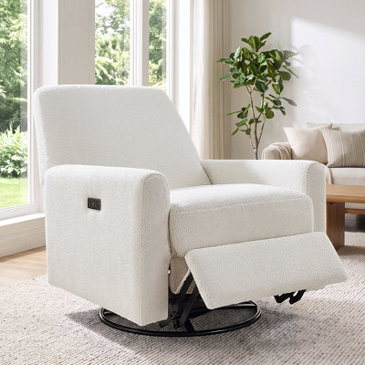 31.5 Inch Boucle Swivel Glider Power Recliner