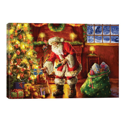 Santa Putting Gifts Under Tree by Marcello Corti - Wrapped Canvas Print