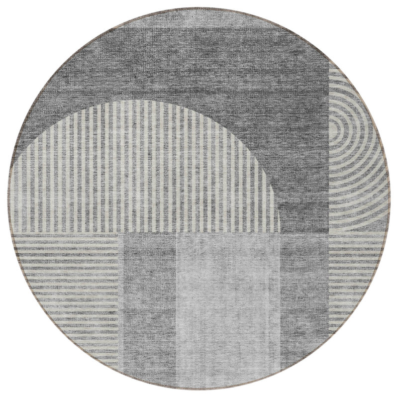 Tapis rond gris 8 pi
