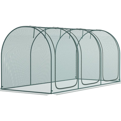 Cage de jardin 9 'X 4' - Protecteur de plantes avec 3 ouvertures à fermeture à glissière, sac de rangement, 6 piquets de sol, portes de protection de tente, boîte, piquets,