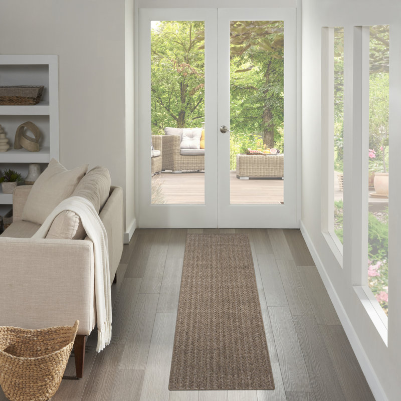Cantara Chevron Indoor/Outdoor Area Rug, Runner 2' x 6', Brown