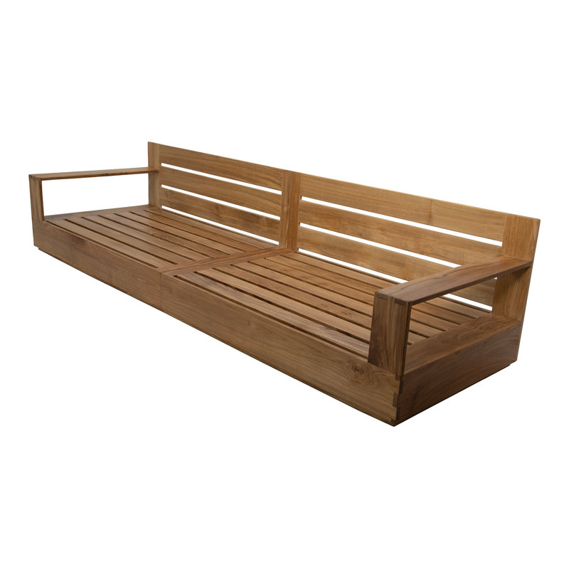 Pacific Teak Outdoor Sofa with Sunbrella Cushions, Charcoal