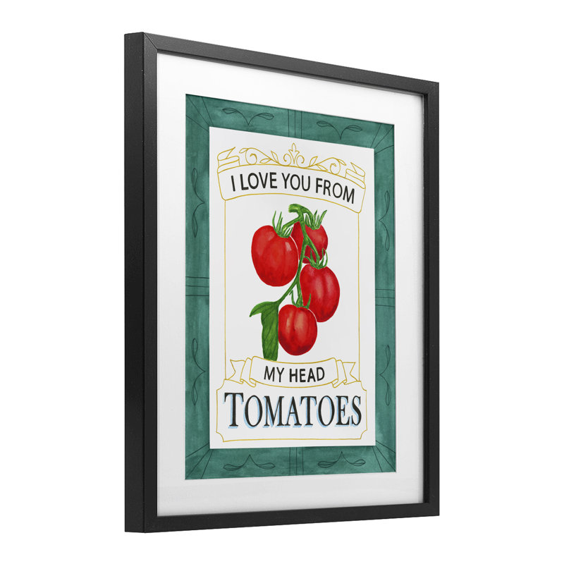«My Head Tomatoes», reproduction encadrée sous verre, conception de Lara Beeston, Cadre noir minuit, H 16 po x l 13 po
