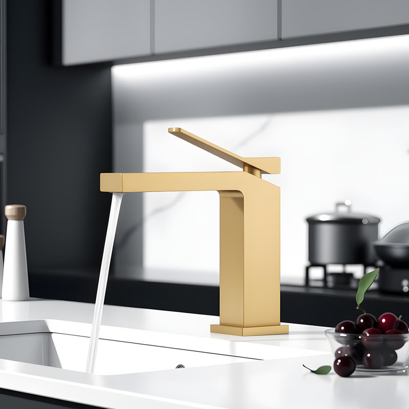 Single-Hole Single-Handle Bathroom Faucet, Brushed Gold