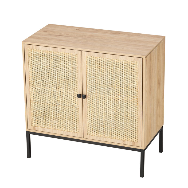 Set of 2 Rolland A Console Table Side Table with Rattan Door Buffet Cabinet Sideboard Cabinet
