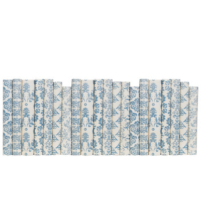 Decorative Books - Blue Damask Paper Wrapped Books - Books By The Foot