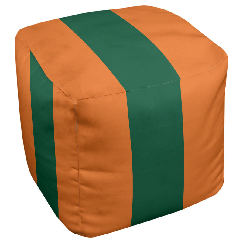 Upholstered Ottoman, Orange/Green/Orange