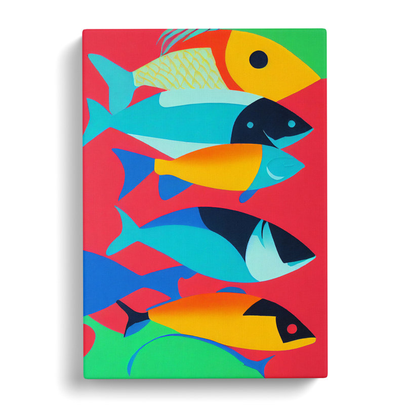 Aman Fish Abstract - Wrapped Canvas Print, 50cm H x 35cm W x 3cm D