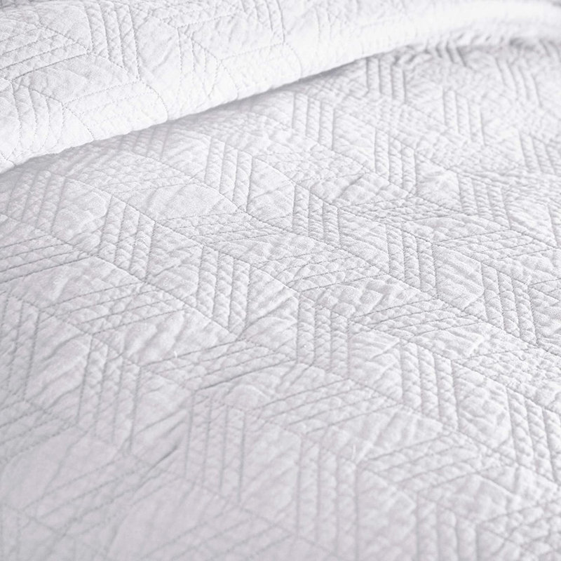Solid Color Cotton Quilt Cotton Quilt, Queen Quilt + 2 Standard Shams, White