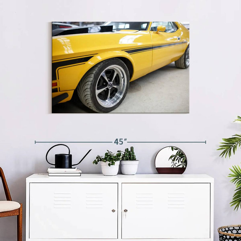Mehar Yellow Muscle Car, 24" H x 36" W