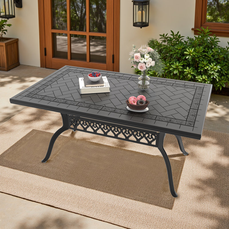 Table de salle à manger rectangulaire en aluminium coulé L 59,06 po L 35,43 po Selzer
