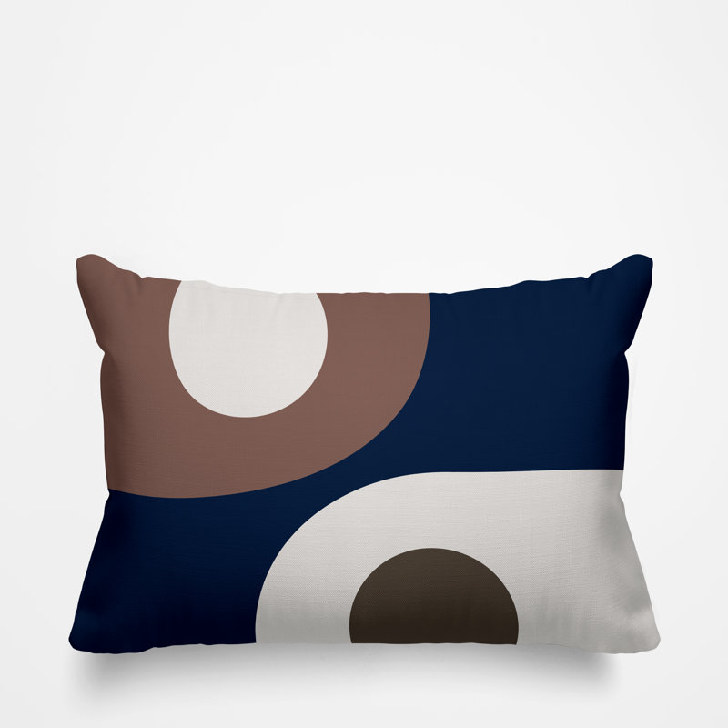 Coussin décoratif intérieur / extérieur Pitto, Nu / beige / bleu marine