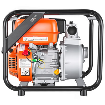 Gas Powered Water Pump, 2 in, 142 GPM 7HP Semi Trash Water Transfer Pump Portable, Gasoline Engine with 25 ft Discharge Hose, Heavy Duty Frame, Cast Iron Impeller, for Irrigation, Ponds, Pools