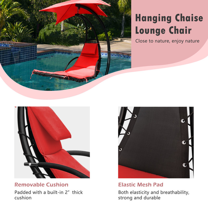 Chaise longue avec support Esme, Rouge
