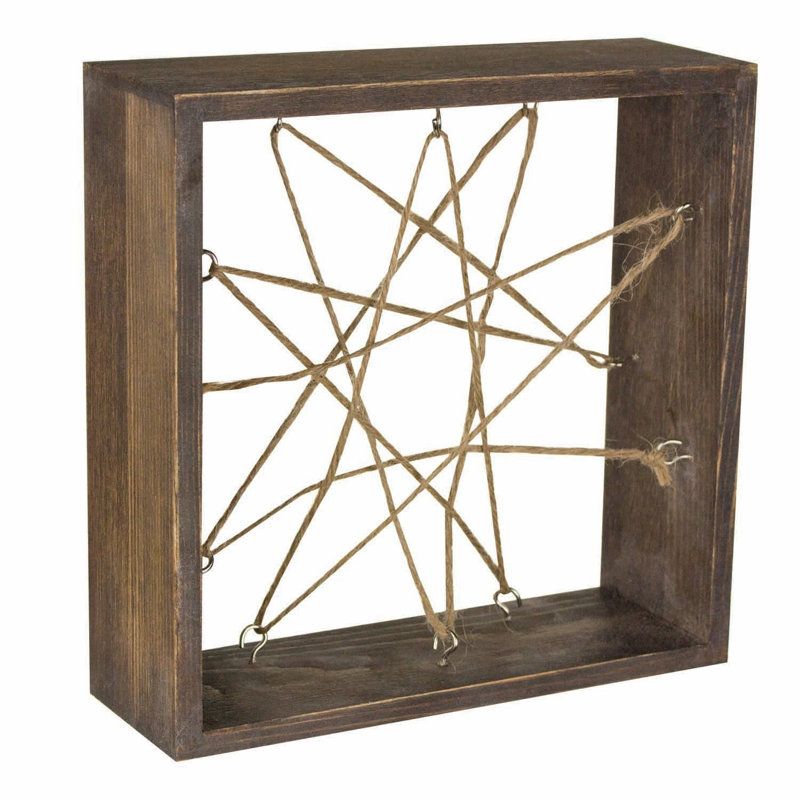 Whitewashed Wooden Air Plant Frame, Brun, H 3 po x l 7 po x P 7 po