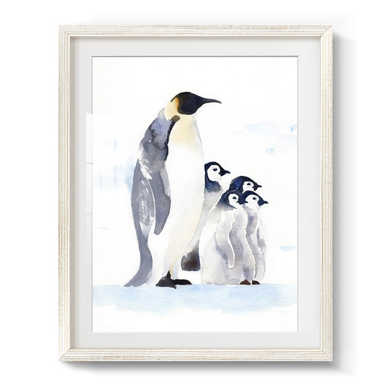 Manchots empereurs - impression encadrée, Blanc, H 19,5 po x l 16,5 po