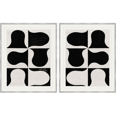 «Black and White Abstract Series I & II (Var. 1)» par Paule Marrot