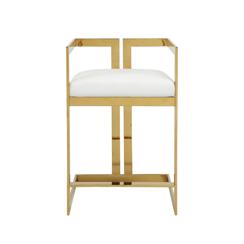 Tabouret de comptoir et de bar, Tabouret de comptoir (siège d'une hauteur de 26 p, Blanc, Gold