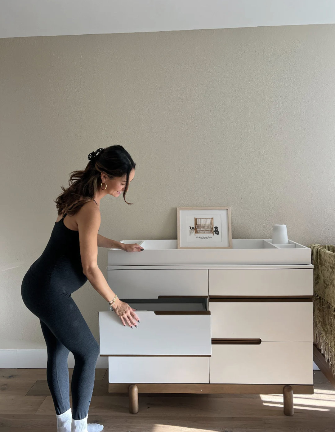 Bliss 6-Drawer Dresser, White/Walnut
