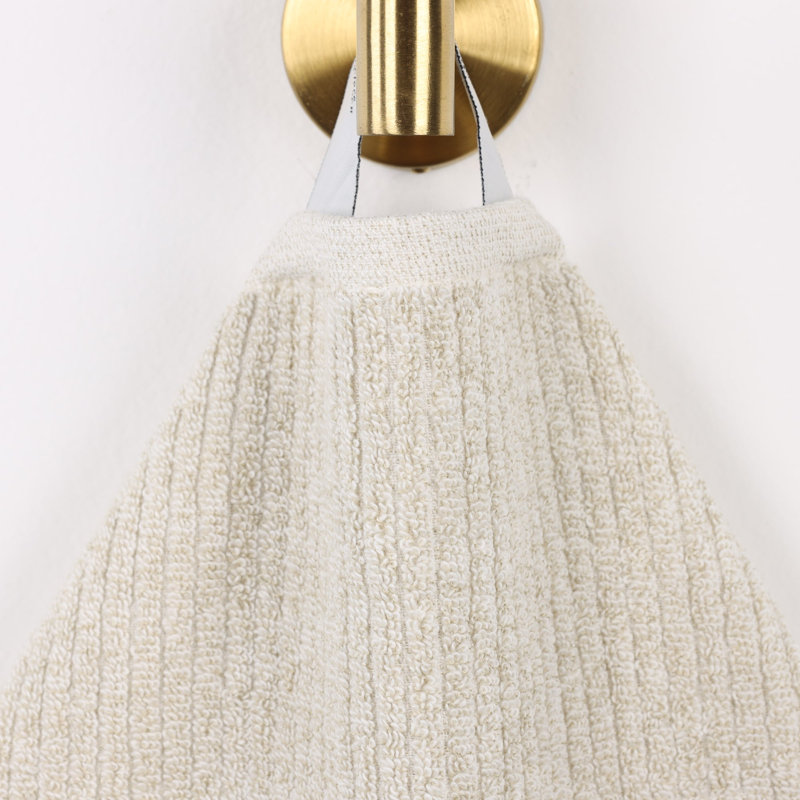 Ensemble de 3 serviettes côtelées en mélange de coton à séchage rapide, Beige