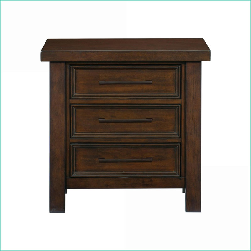 Table de chevet transitionnelle 3 tiroirs brun