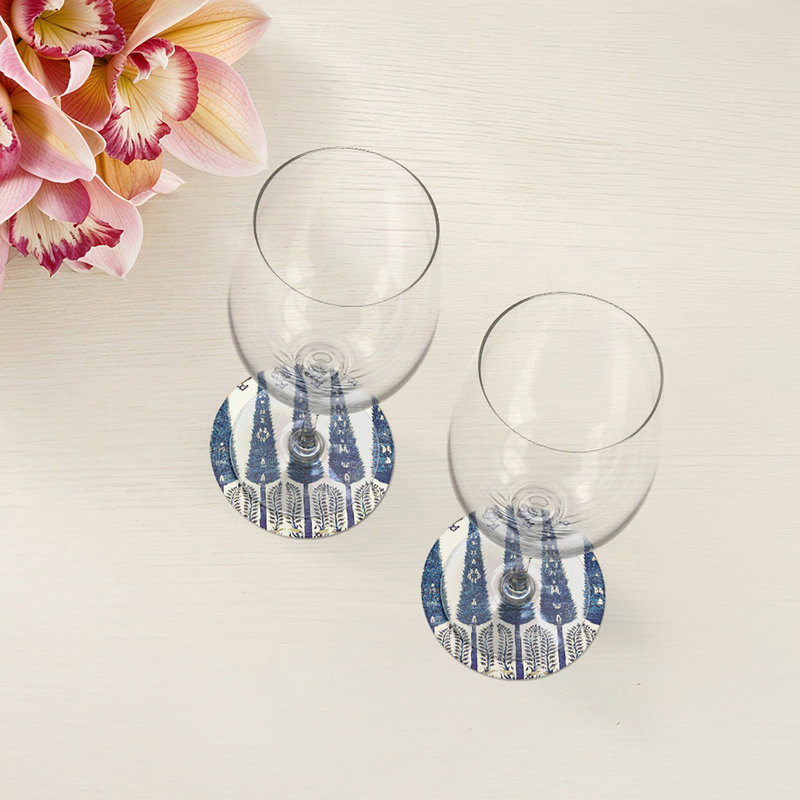 Sous-verres ronds en cuir Topkapi Garden, Classique