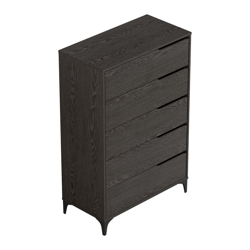 Commode 5 tiroirs Norcross, Bois gris foncé